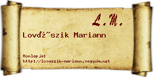 Lovászik Mariann névjegykártya